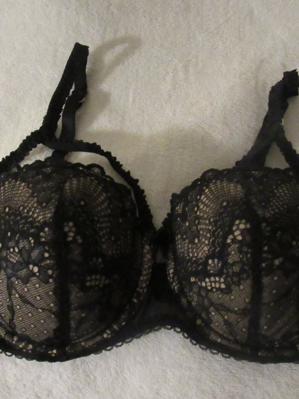 Adore Me Black Lace Bra Size 36D Padded USED
